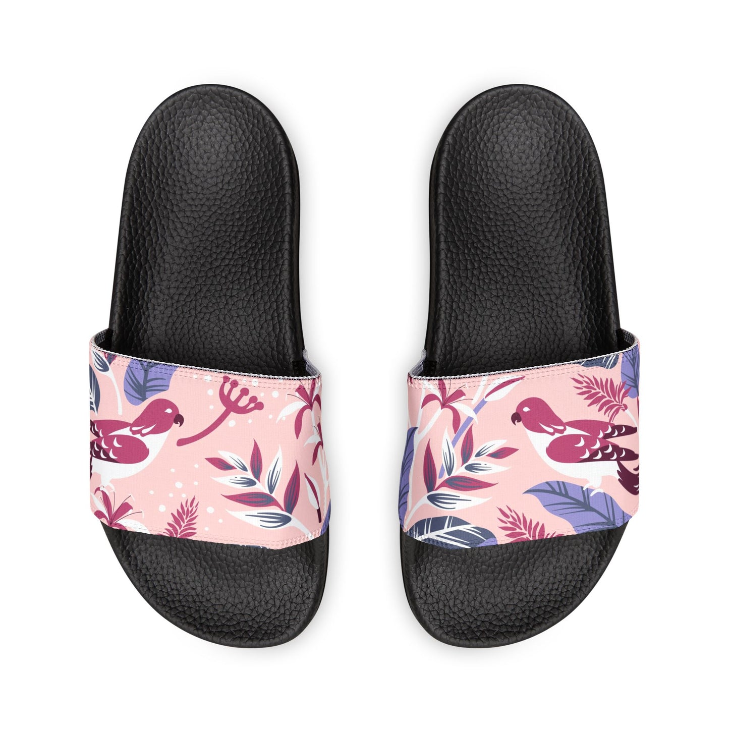 "Tropical Avian Whispers: Pink Paradise" Men's Beach Sandals