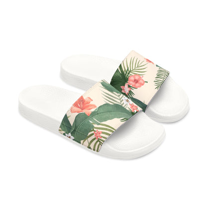 "Hibiscus Palm Oasis" Men's Beach Sandals