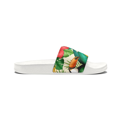 "Toucans Hiding in Hibiscus" Women's Beach Sandals