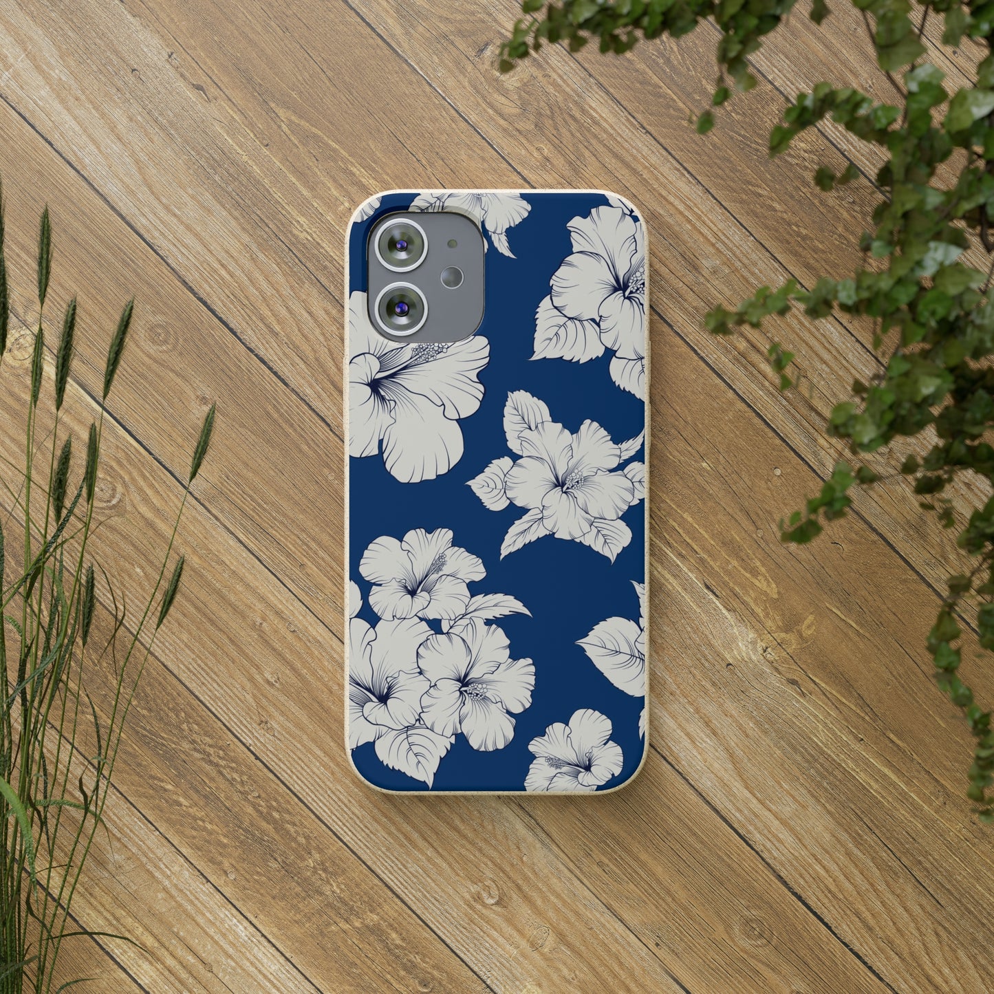 "Classic White Hibiscus"  Eco Biodegradable Phone Cases - iPhone and Galaxy