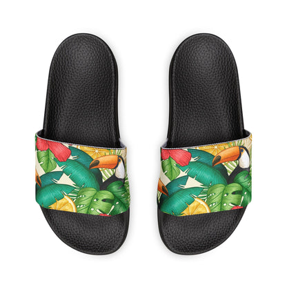 "Toucans Hiding in Hibiscus" Women's Beach Sandals