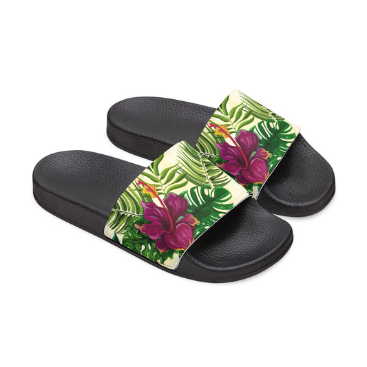 "Sunny Hibiscus Blooms" Women's Beach Sandals