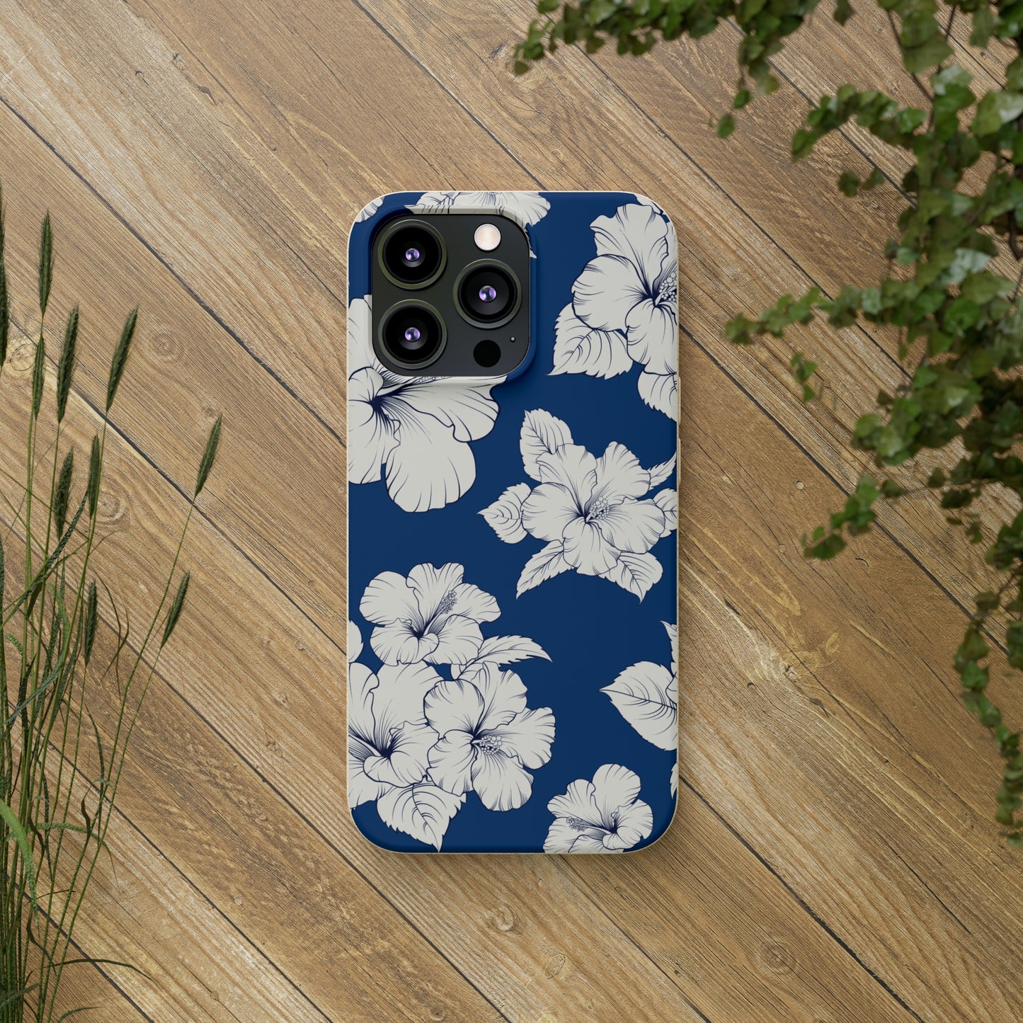 "Classic White Hibiscus"  Eco Biodegradable Phone Cases - iPhone and Galaxy