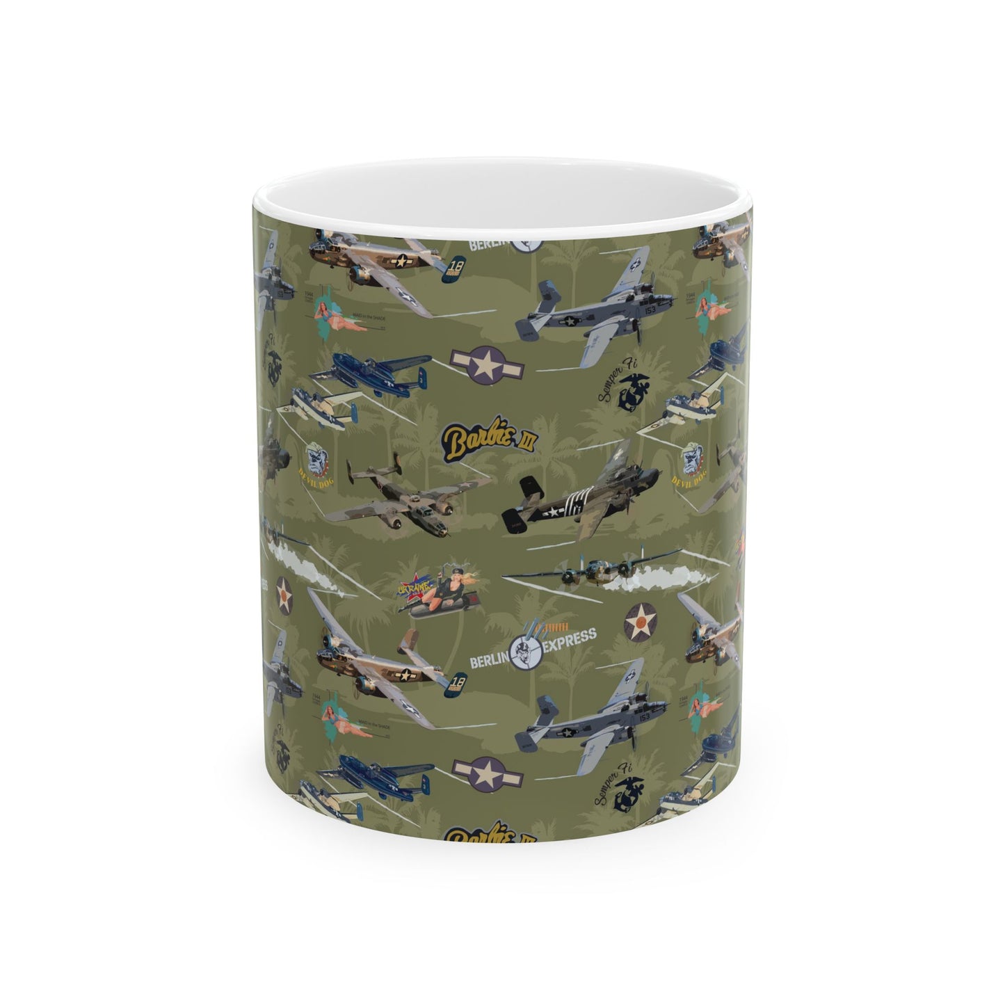 B25 Green Ceramic Mug, (11oz, 15oz)