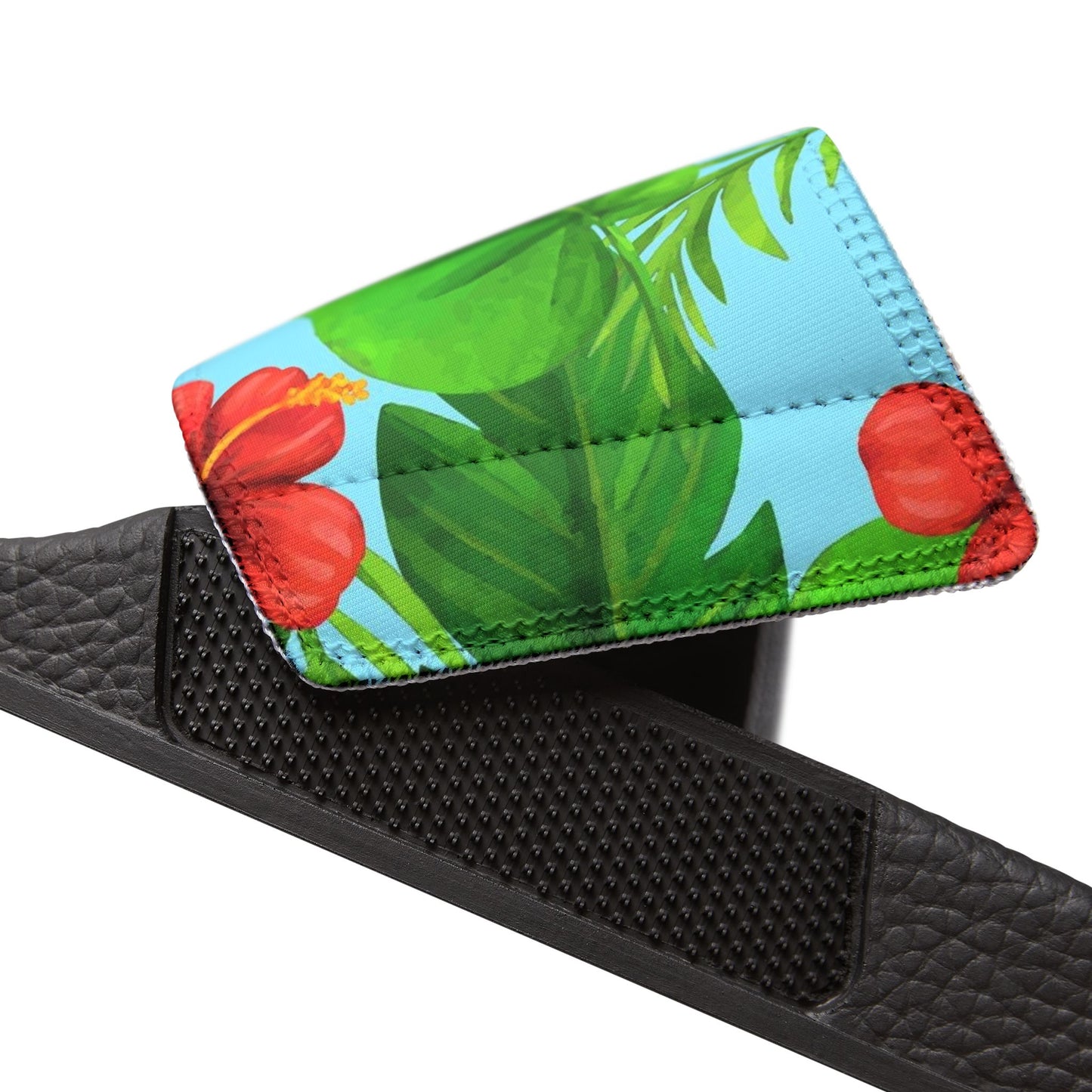 "Tropical Dreamscapes: Skybound Hibiscus" Men's Beach Sandals