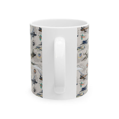 B25 White Ceramic Mug, (11oz, 15oz)