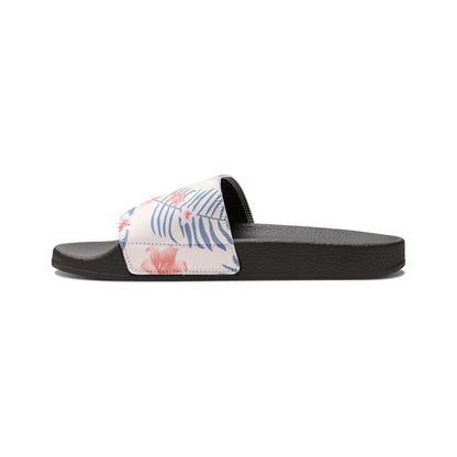 "Tropical Bliss: Coral Hibiscus Dreams" Women's Slide Sandals