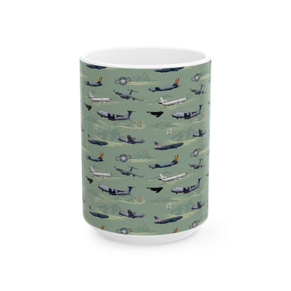 Airplane Green Ceramic Mug, (11oz, 15oz)