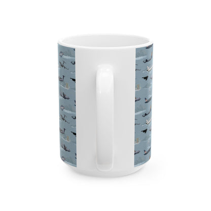 Airplane Blue Ceramic Mug, (11oz, 15oz)