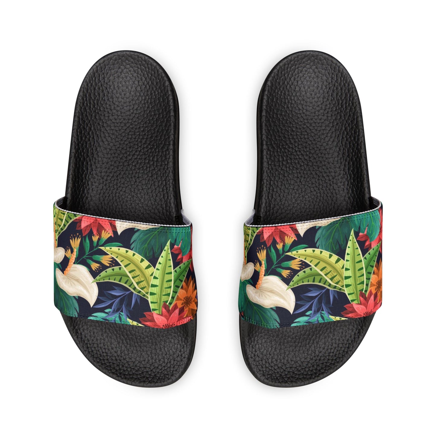 "Nocturnal Blooms: Nighttime Botanical Beauty" Men's Beach Sandals