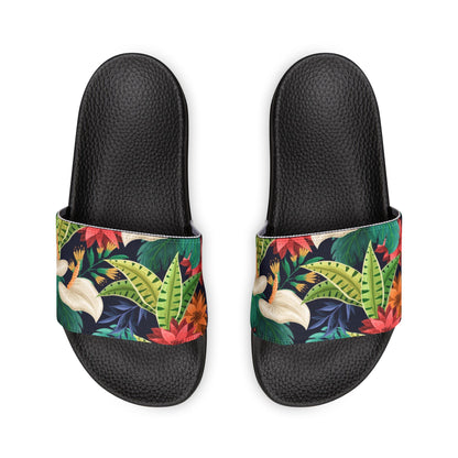 "Nocturnal Blooms: Nighttime Botanical Beauty" Men's Beach Sandals