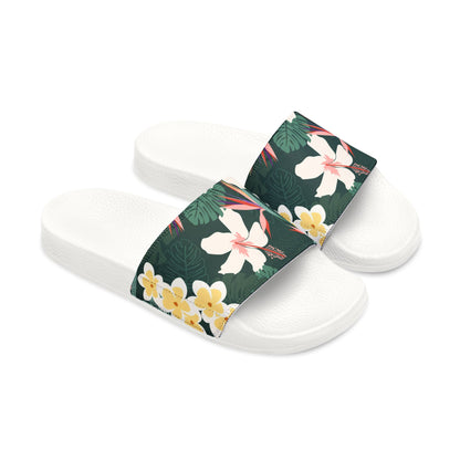 "Dark Allure with Floral Flourish" Women's Beach Sandals