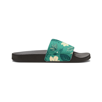 "Tropical Whispers: Teal Tapestry" Men's Beach Sandals