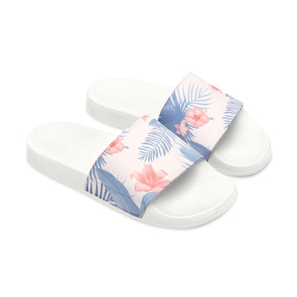 "Tropical Bliss: Coral Hibiscus Dreams" Men's Beach Sandals