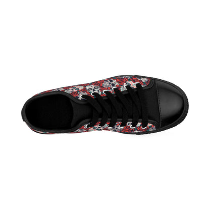 "Dia de Muertos in Roses" Low Top Nylon Canvas Sneakers