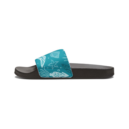 "Seaside Serenade: Teal Marine Ballet" Men's Beach Sandals