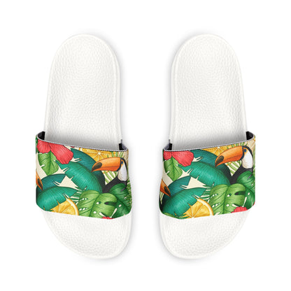 "Toucans Hiding in Hibiscus" Men's Beach Sandals