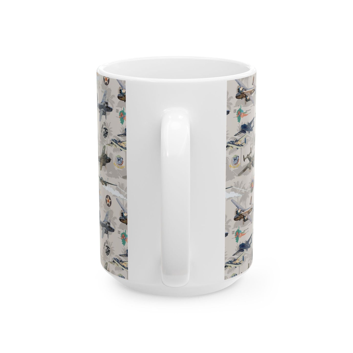 B25 White Ceramic Mug, (11oz, 15oz)