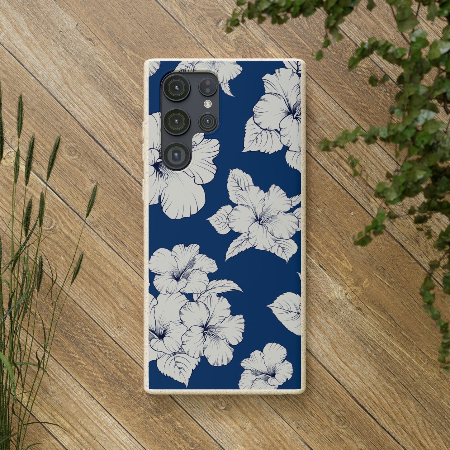 "Classic White Hibiscus"  Eco Biodegradable Phone Cases - iPhone and Galaxy