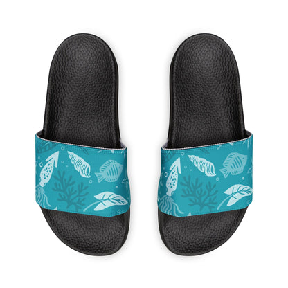 "Seaside Serenade: Teal Marine Ballet" Men's Beach Sandals