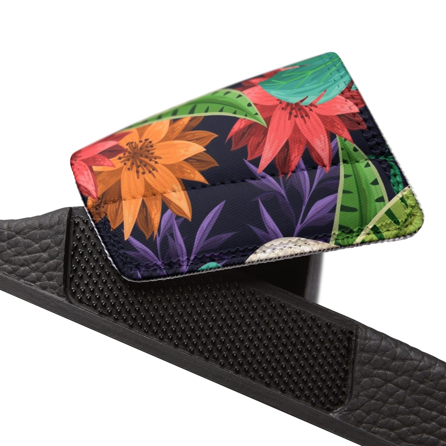 "Nocturnal Blooms: Nighttime Botanical Beauty" Men's Beach Sandals