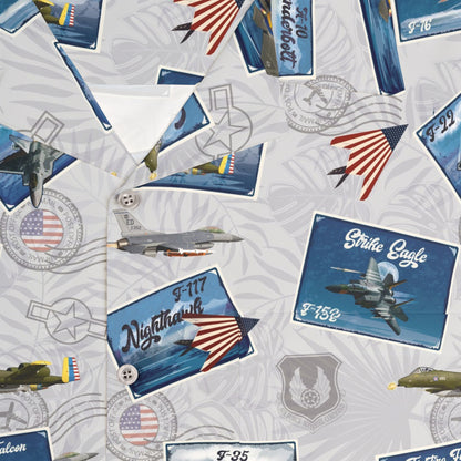 Hawaiian Shirt - Tribute to Current Fighter Jets of the US Air Force - White