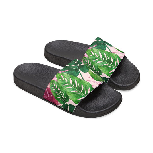 "Jungle Whispers: Coral Serenade" Men's Beach Sandals