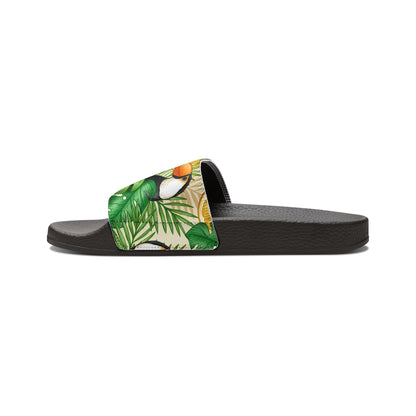 "Toucans Hiding in Hibiscus" Women's Beach Sandals