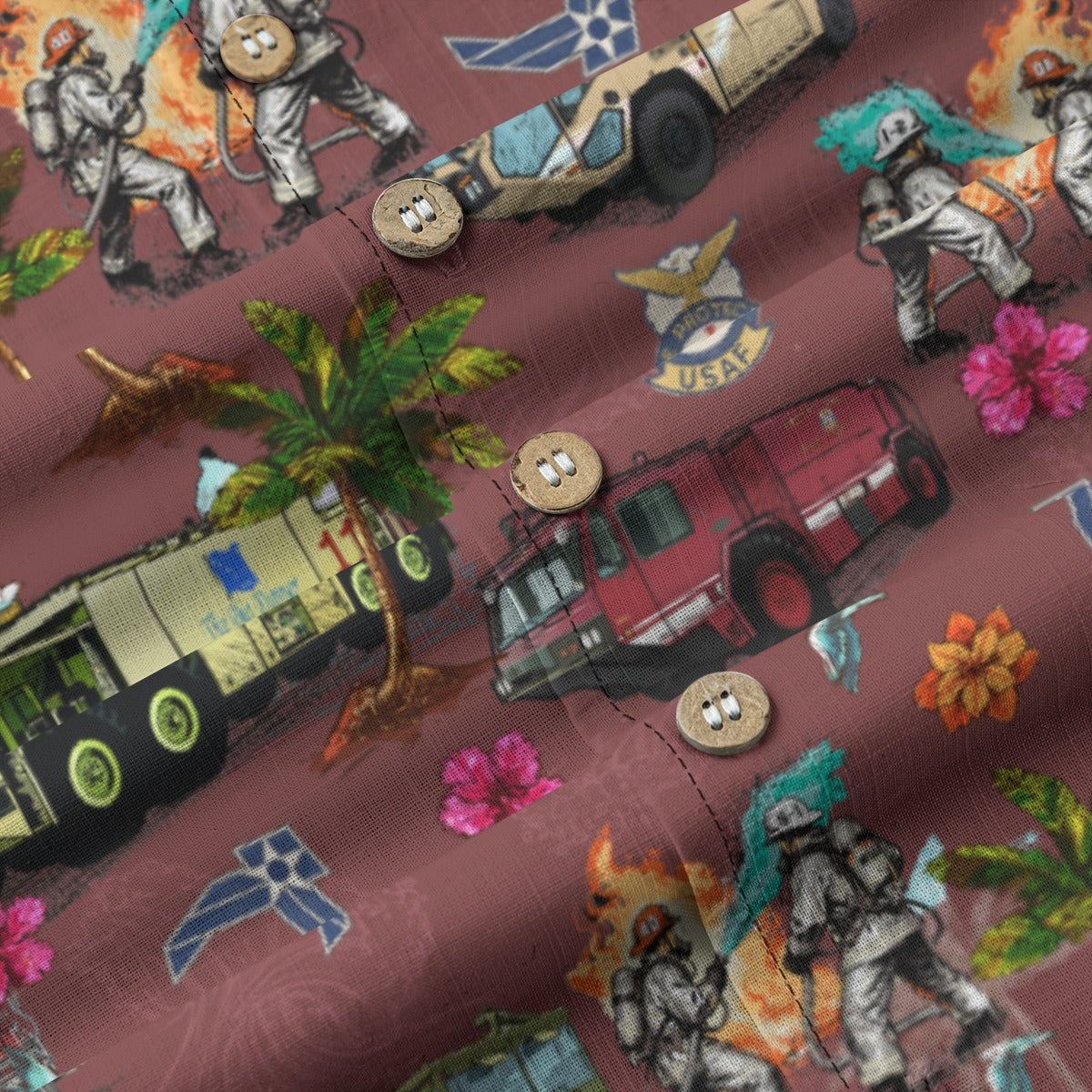 Air Force Firefighters Fundraiser Hawaiian Shirt by Island Vibes For Life - Red