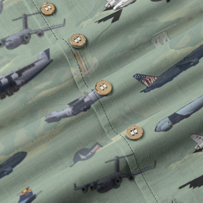 "Air Mobility Command " Tribute Hawaiian Shirt, Green 100% Cotton!