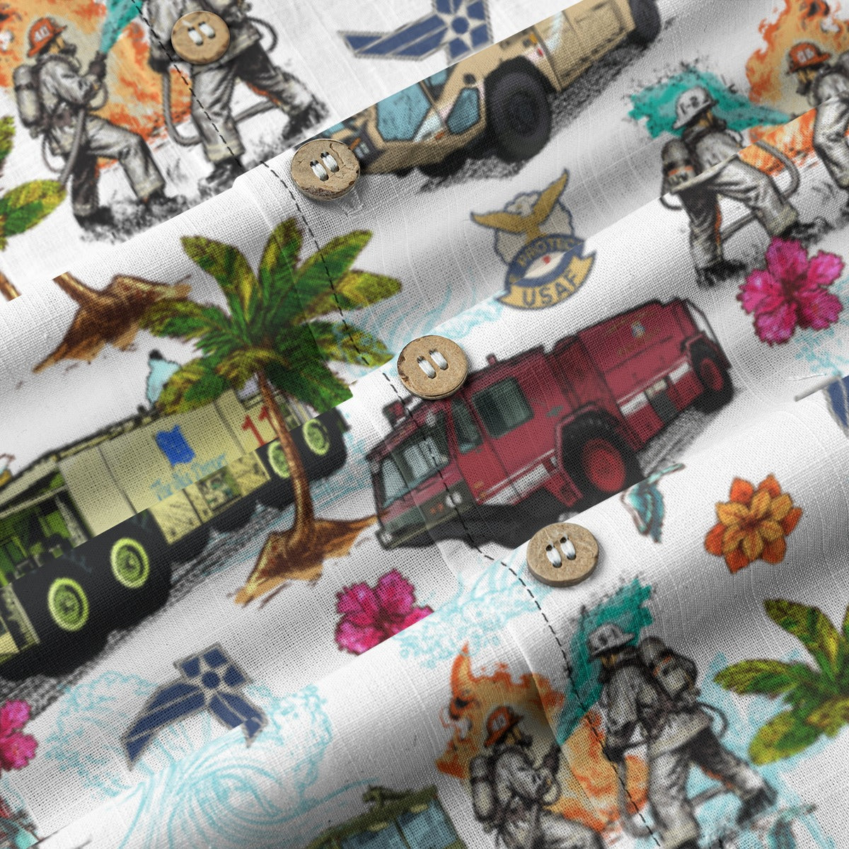 Air Force Firefighters Fundraiser Hawaiian Shirt by Island Vibes For Life - White