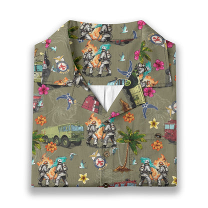 Air Force Firefighters Fundraiser Hawaiian Shirt by Island Vibes For Life - OD Green
