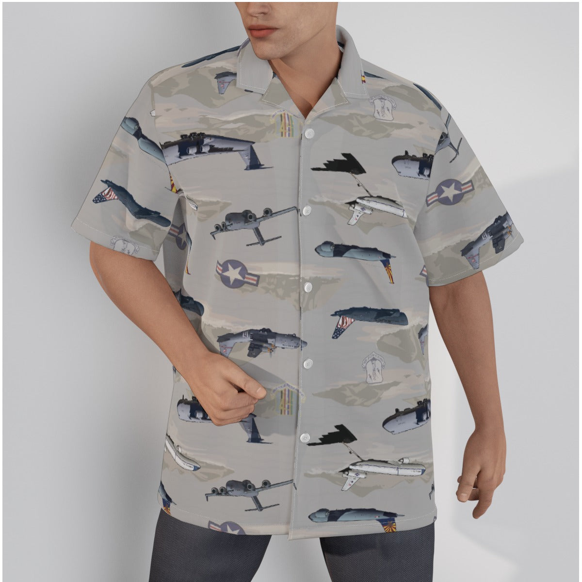 "Air Mobility Command " Tribute Hawaiian Shirt, Beige in Cotton!