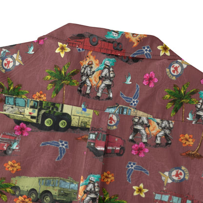 Air Force Firefighters Fundraiser Hawaiian Shirt by Island Vibes For Life - Red