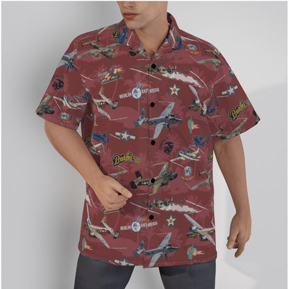 "B-25 Mitchell Tribute" Hawaiian Shirt Cotton - Red