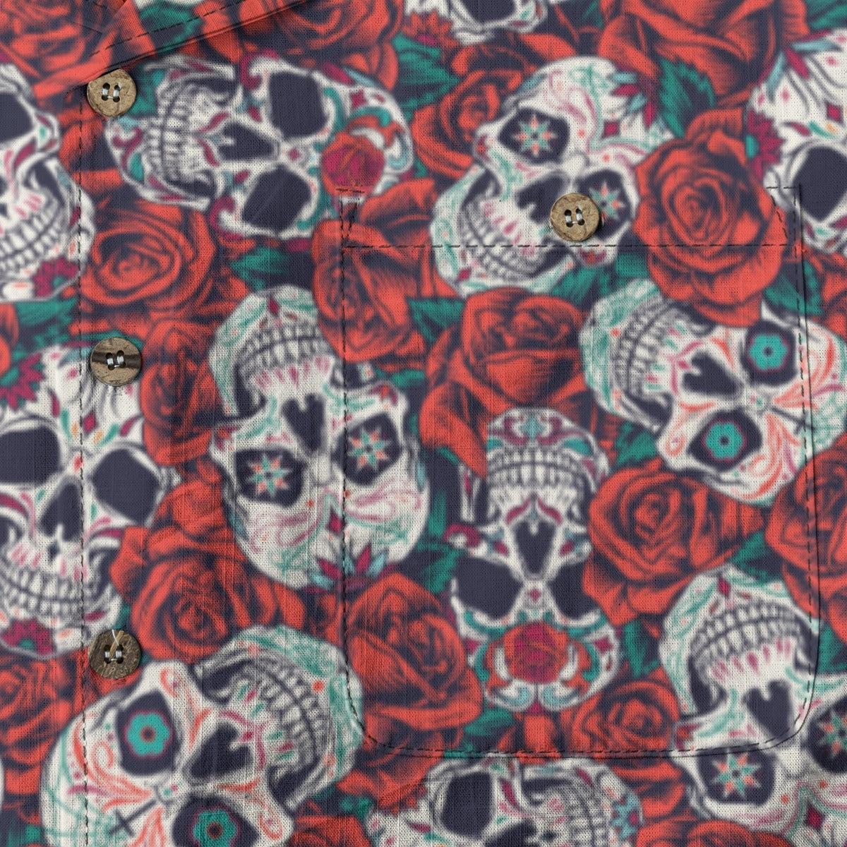 "Dia De Muertos in Roses" Cotton Celebration Shirt