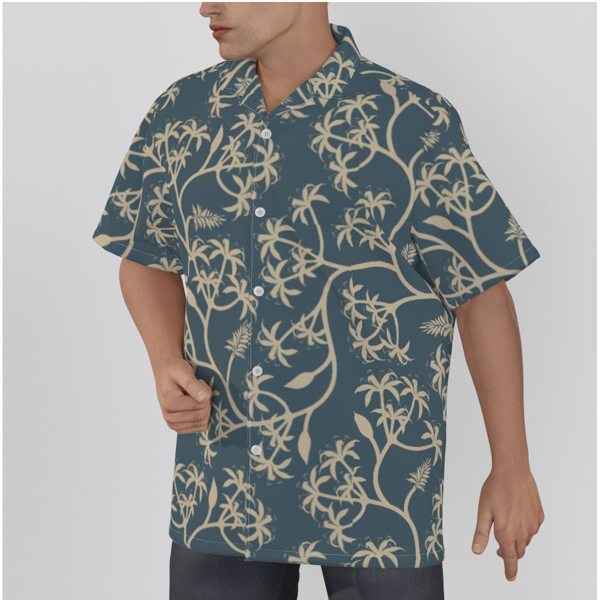 "Earthy Bluescape Oasis" Hawaiian Shirt - Cotton