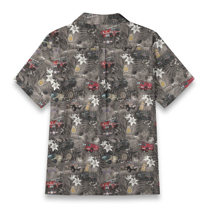 Hawaiian Shirt - "The Goodfellow Era ARFF Trucks" - Black 100% Cotton