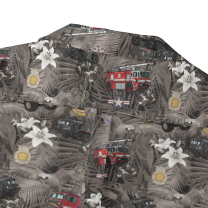 Hawaiian Shirt - "The Goodfellow Era ARFF Trucks" - Black 100% Cotton