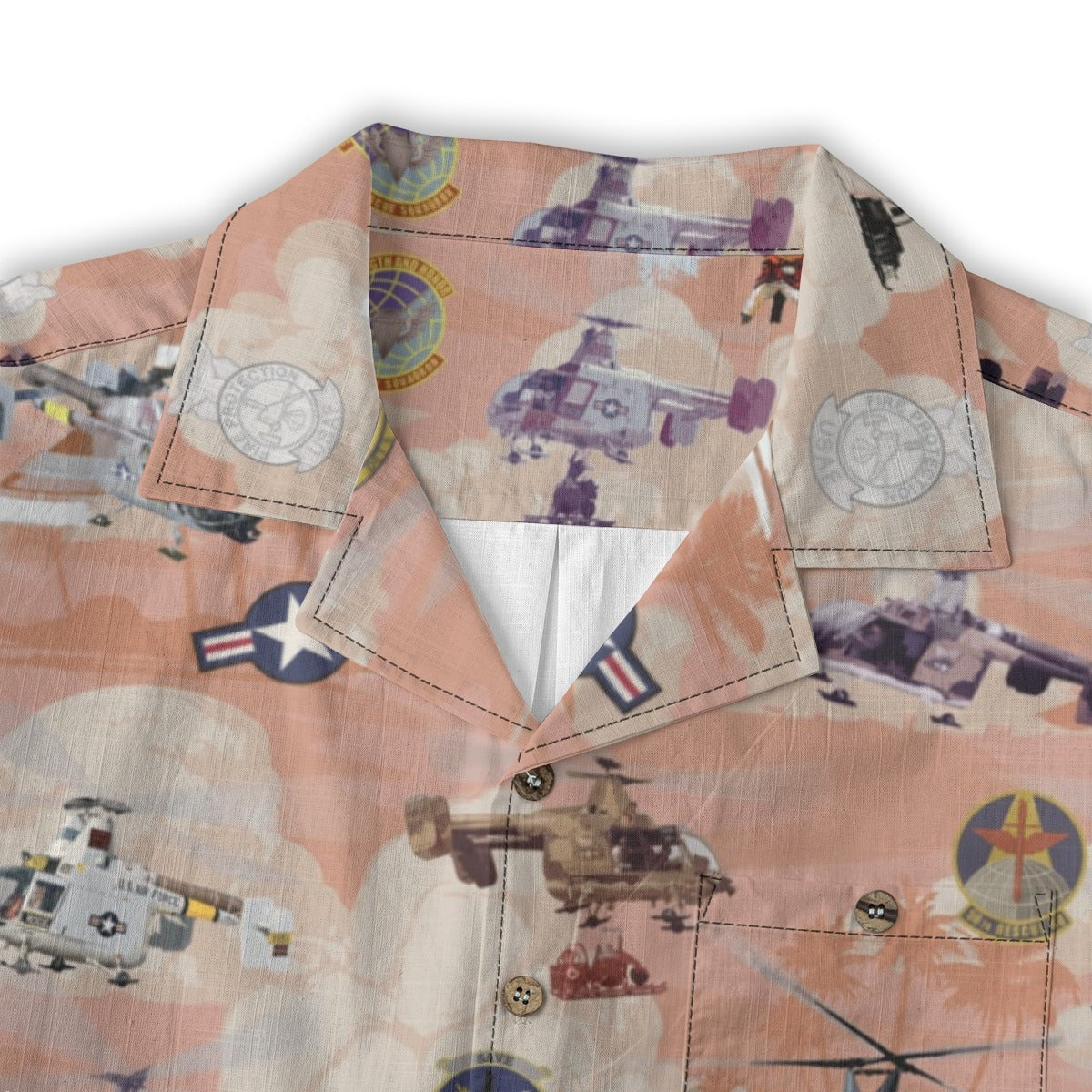 HH-43 "Huskie" Hawaiian Shirt – Cotton Edition | PEDRO-Inspired Vintage Aviation Vibes - Red