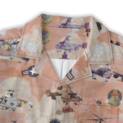 HH-43 "Huskie" Hawaiian Shirt – Cotton Edition | PEDRO-Inspired Vintage Aviation Vibes - Red