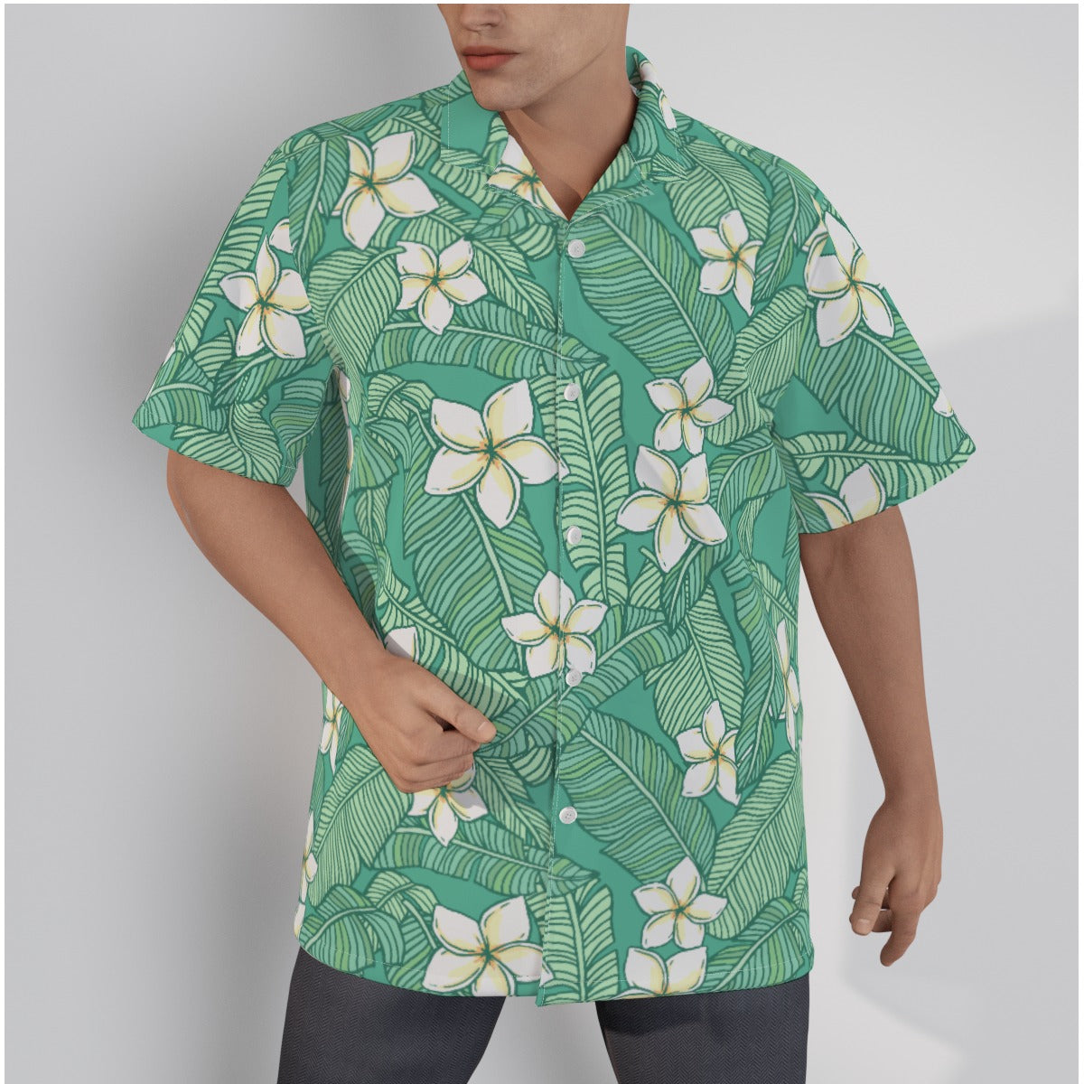 "Jasmine Palm Paradise" Hawaiian Shirt - Cotton