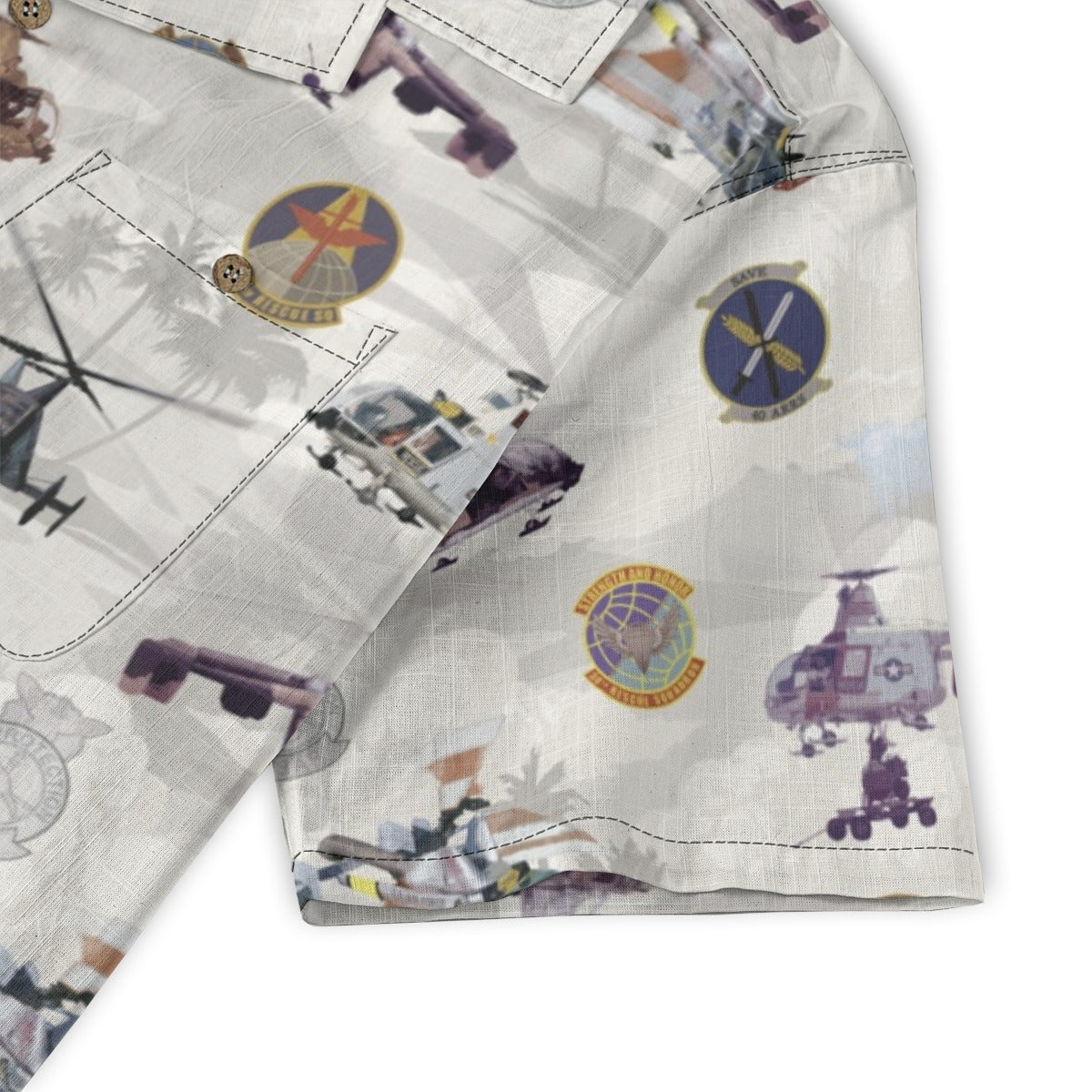 HH-43 "Huskie" Hawaiian Shirt – Cotton Edition | PEDRO-Inspired Vintage Aviation Vibes - Gray