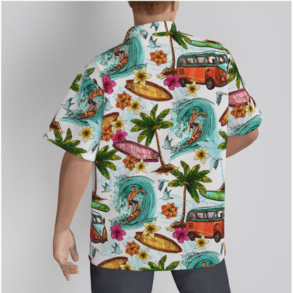 "Microbus and Surfboards" Hawaiian Shirt - Cotton