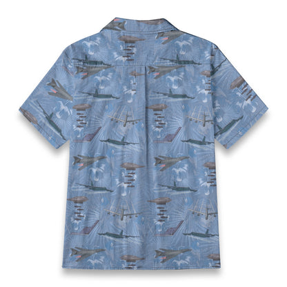 "USAF Bombers" Tribute Hawaiian Shirt, Blue 100% Cotton!