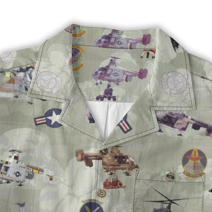HH-43 "Huskie" Hawaiian Shirt – Cotton Edition | PEDRO-Inspired Vintage Aviation Vibes - OD Green