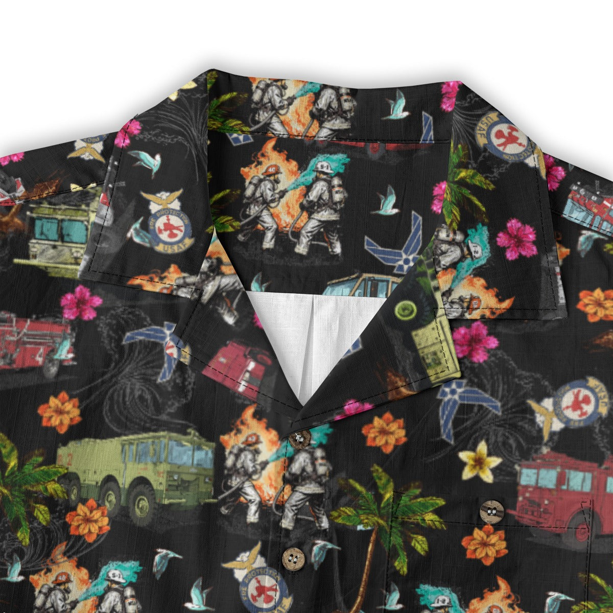 Air Force Firefighters Fundraiser Hawaiian Shirt by Island Vibes For Life - Black