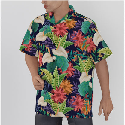 "Nocturnal Blooms" Hawaiian Shirt - Cotton