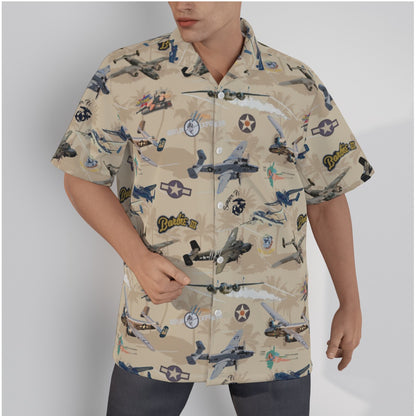 "B-25 Mitchell Tribute" Hawaiian Shirt Cotton - Cream