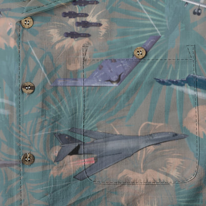 "USAF Bombers" Tribute Hawaiian Shirt, Green 100% Cotton!